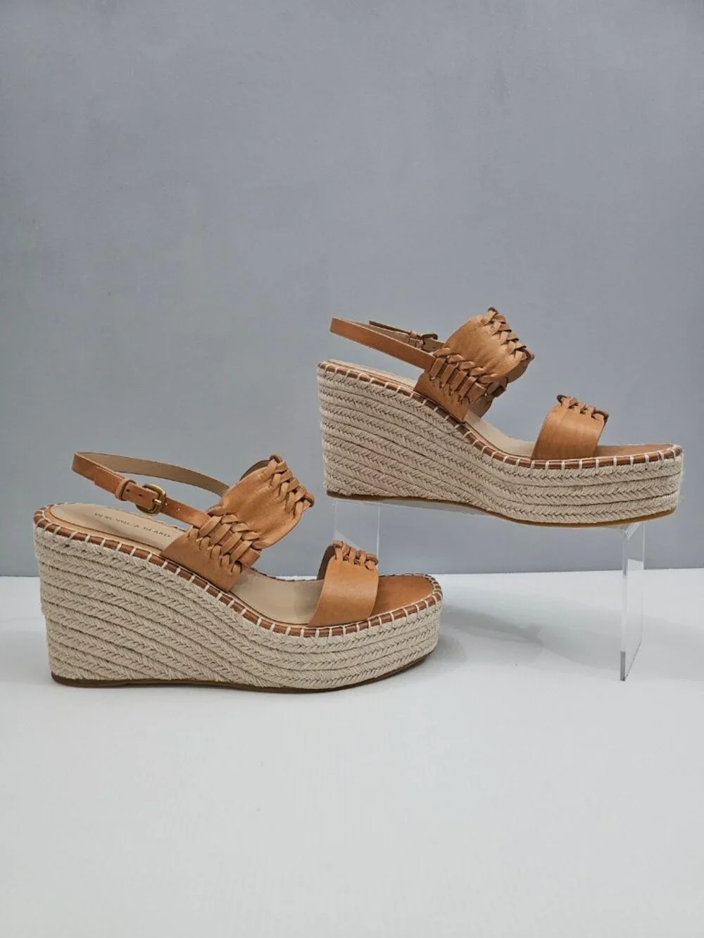 Veronica Beard Riya Espadrille Wedge Sandal Womens 10 Tan Leather Platform NEW